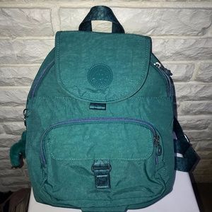 Kipling Queenie Teal backpack bag w/ Monkey Charm